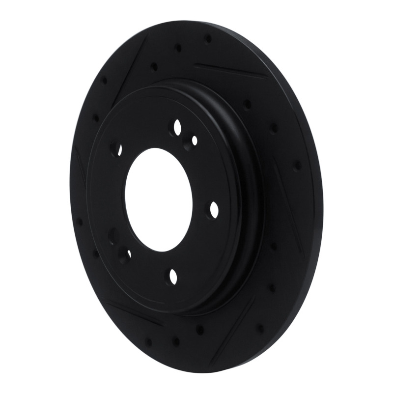 Hyundai Elantra GT Brake Rotor (1) - Rear Left - R1 Concepts - Drilled & Slotted - Black - `17-`25